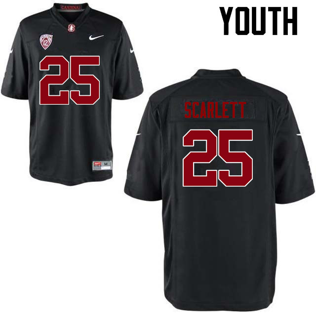 Youth Stanford Cardinal #25 Cameron Scarlett College Football Jerseys Sale-Black